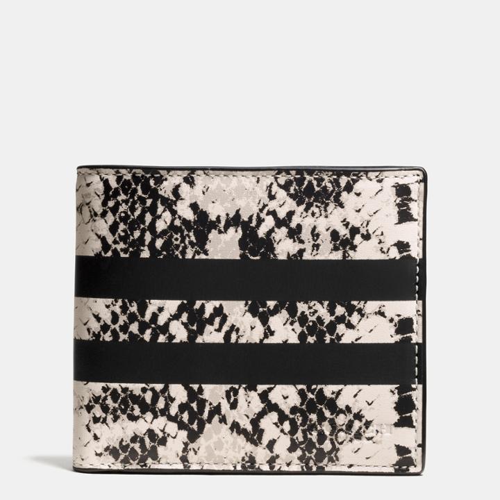 Coach Double Billfold Wallet In Python Stripe Leather