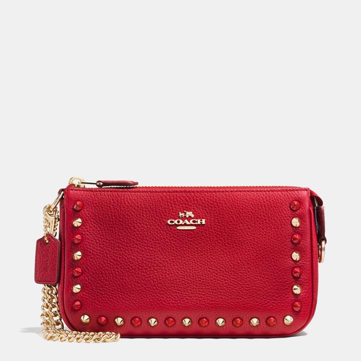 Coach Outline Studs Nolita Wristlet 19 In Leather