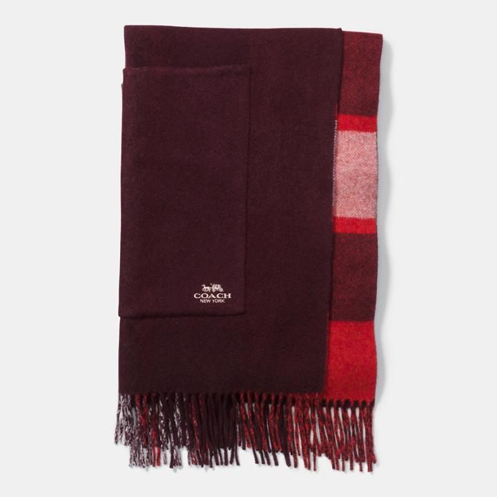 Coach Oversized Reversible Plaid Cashmere Muffler