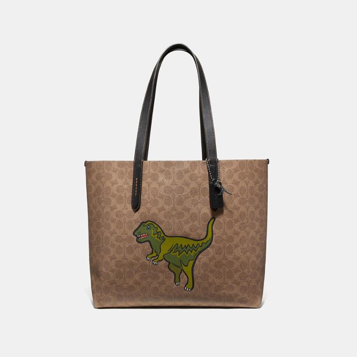 Coach Highline Tote In Signature Canvas With Rexy