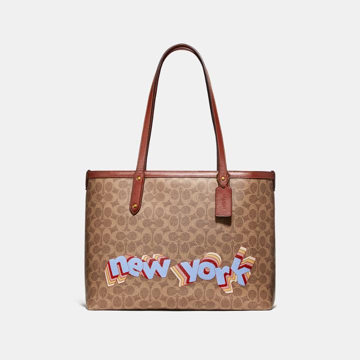 Coach Central Tote With Zip In Signature Canvas By Tyler Spangler