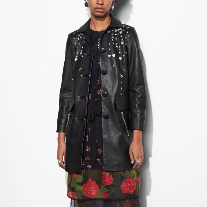 Coach Leather Beatnik Rivet Coat