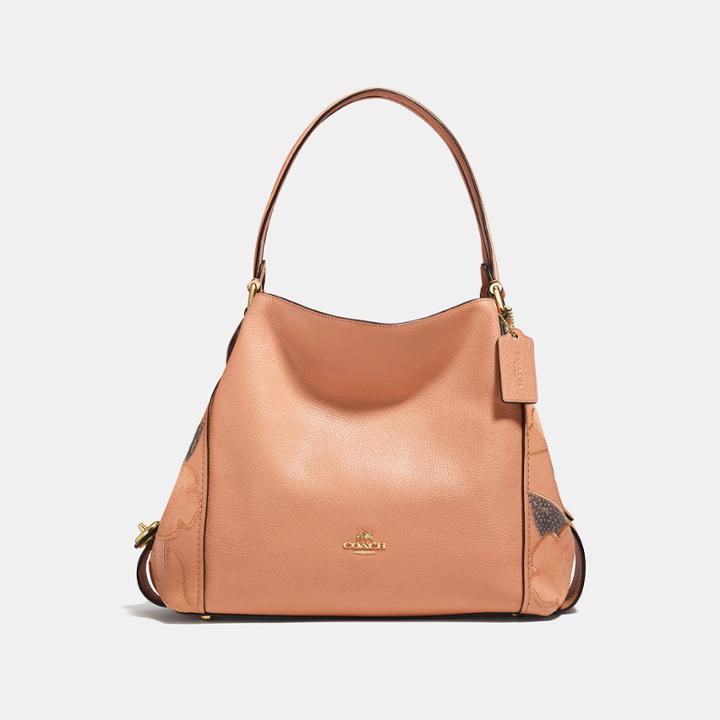 Coach Edie Shoulder Bag 31 With Patchwork Tea Rose And Snakeskin Detail