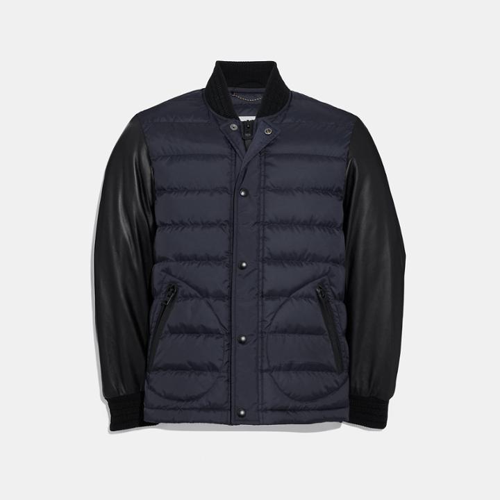 Coach Lightweight Down Leather Varsity Jacket