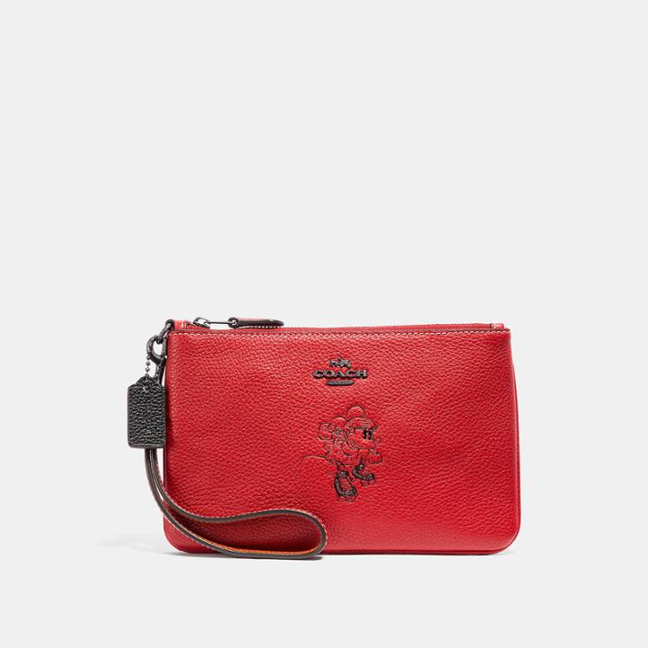 Coach Boxed Minnie Mouse Small Wristlet With Motif