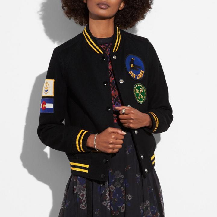 Coach Military Patch Varsity Jacket
