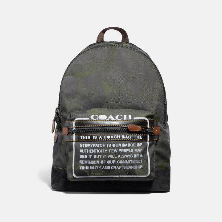Coach Academy Backpack In Cordura Fabric With Wild Beast Print And Storypatch