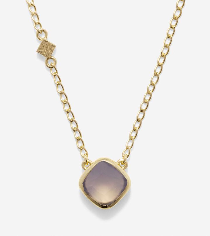 Cole Haan Womens To The Moon Semi-precious Cushion Cut Solitare Necklace
