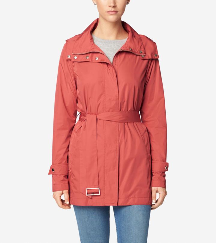 Cole Haan Womens Grandpro Packable Tunnel Neck Rain Jacket