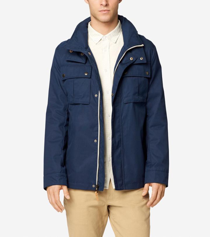 Cole Haan Mens Military Oxford Double Collar Jacket