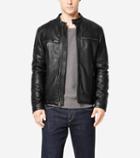 Cole Haan Men's Spanish Grainy Leather Moto Jacket