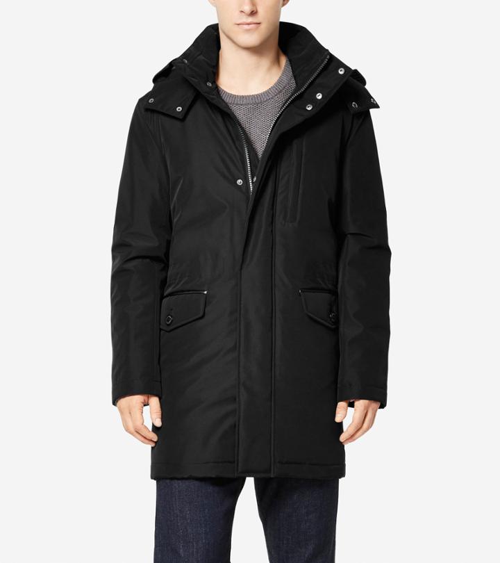 Cole Haan Mens Signature City Oxford Nylon Topper With Removable Hood