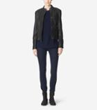 Cole Haan Womens Washed Leather Racer Jacket