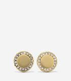 Cole Haan Womens Madison Avenue Pave Round Metal Swarovski Stud Earrings