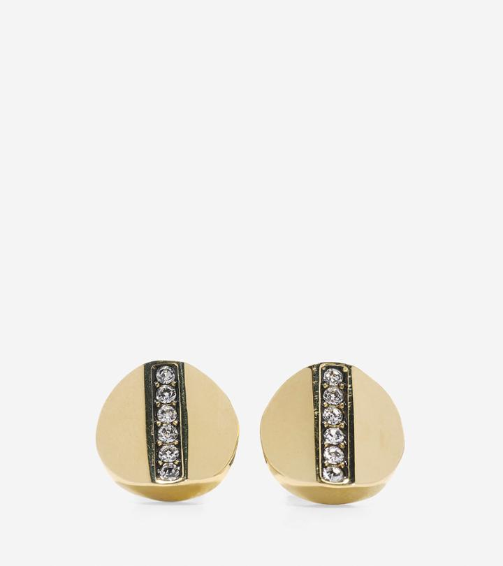 Cole Haan Womens Round Pave Swarovski Bar Stud Earrings