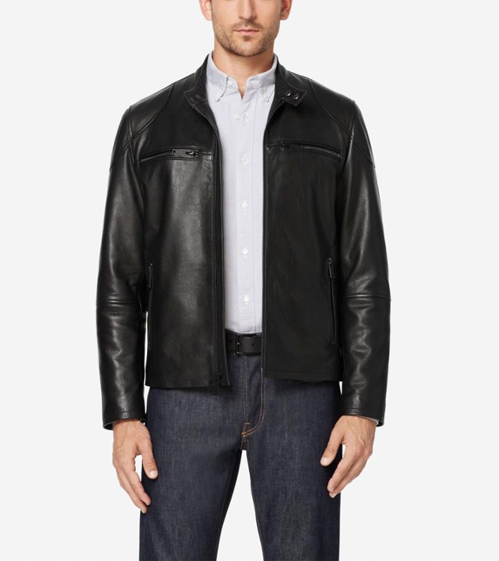 Cole Haan Men's Front Zip Moto Jacket
