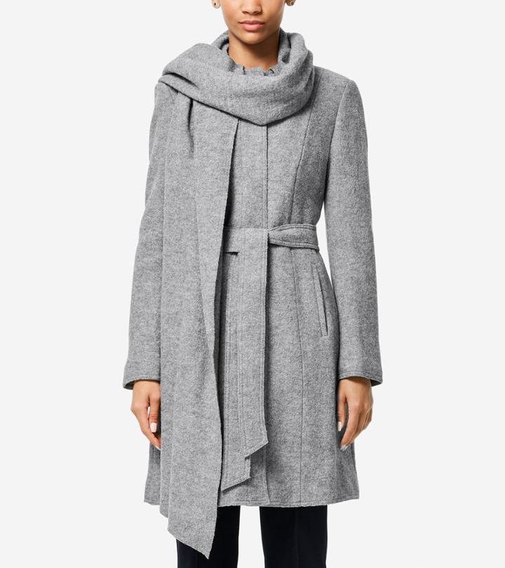 Cole Haan Womens Signature Scarf Coat