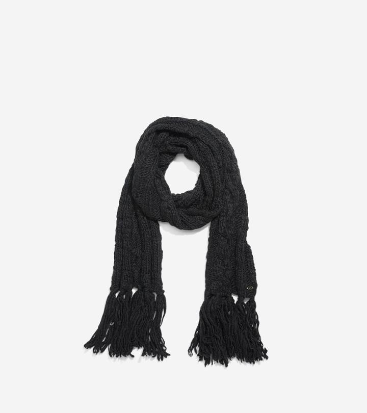 Womens Cole Haan Chunky Cable Muffler With Fringe