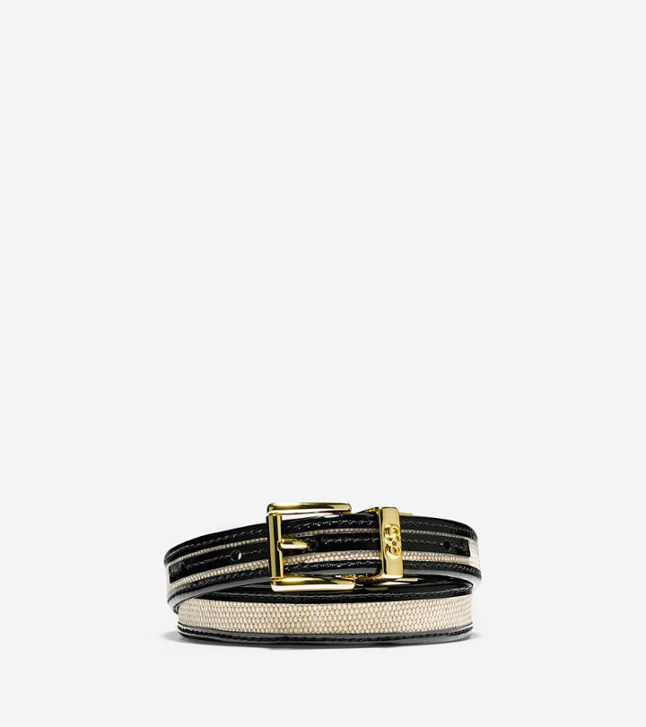 Cole Haan Womens Canvas/leather Trim Belt
