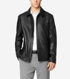 Cole Haan Mens Smooth Matte Lamb Leather Shirt Collar Jacket