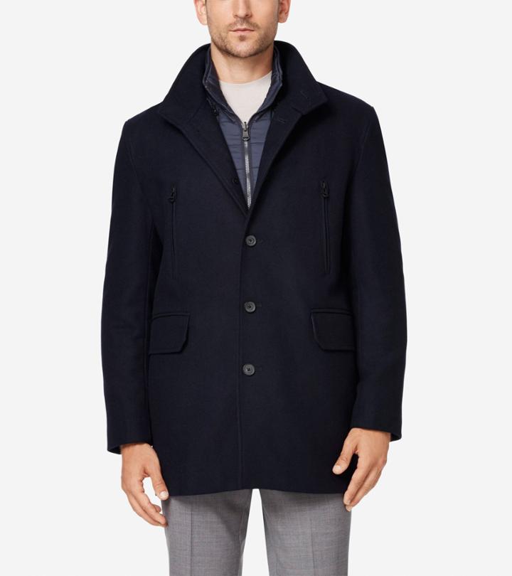 Cole Haan Men's Melton 3-in-1 Wool Topper