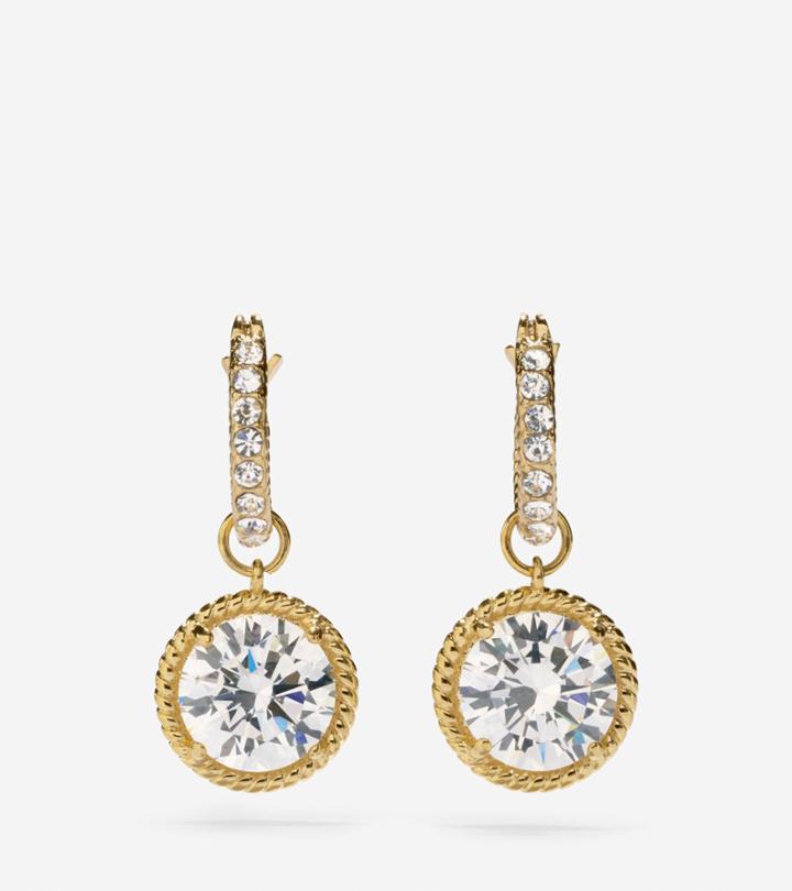 Cole Haan Women's Brilliant Cubic Zirconia Huggie With Round Drop Earrings