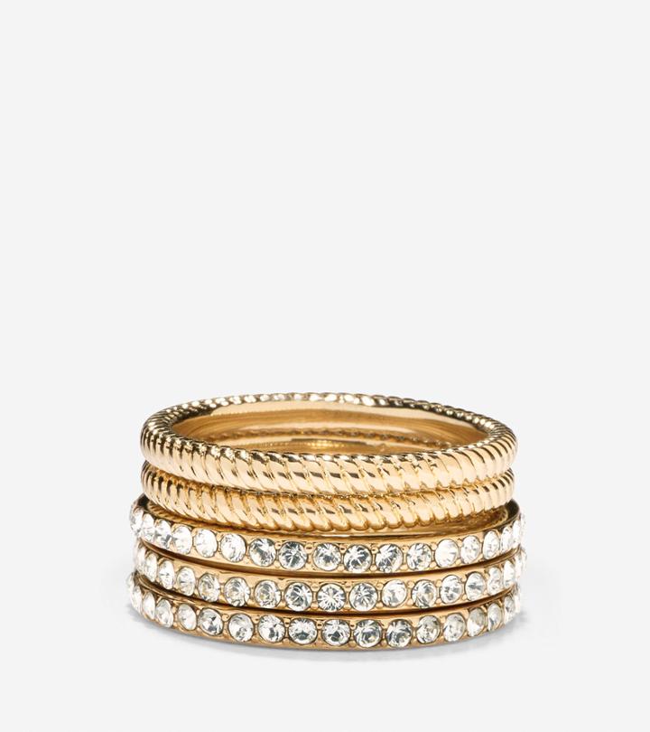 Cole Haan Women's Brilliant Cubic Zirconia Swarovski Stacked Ring Set