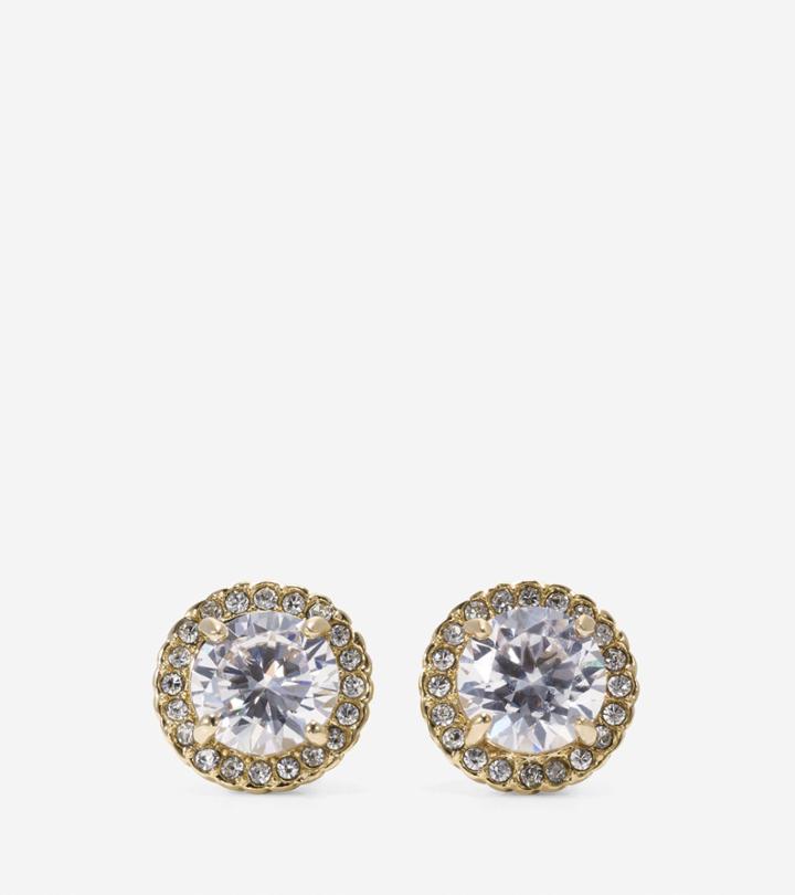 Cole Haan Womens Crown Of Lights Round Cz Halo Stud Earring