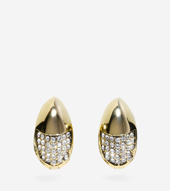 Cole Haan Womens Waters Edge Swarovski Half Pave Teardrop Huggie Earrings