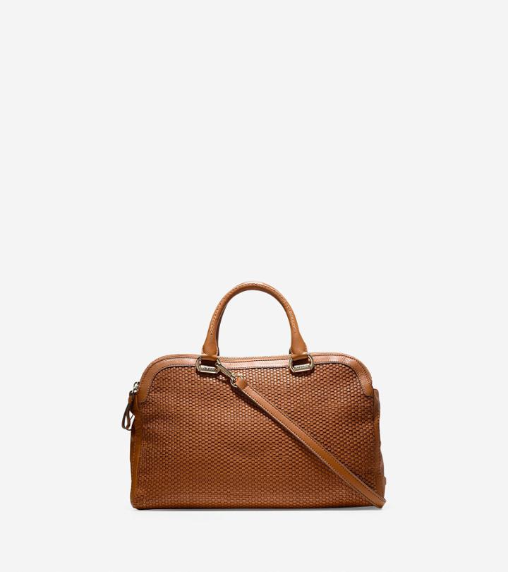 Cole Haan Womens Leesa Weave Double Zip Satchel