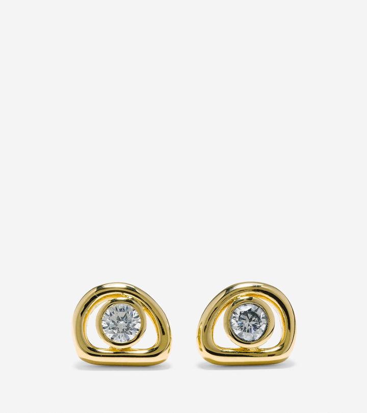 Cole Haan Organic Rings Studs With Cubic Zirconia Center Earrings