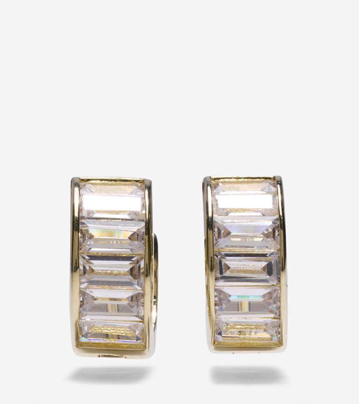 Cole Haan Women's Cubic Zirconia Baguette Huggie Earrings