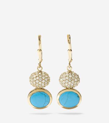 Cole Haan Womens Spring Street Fashion Semi-precious Double-drop Earrings
