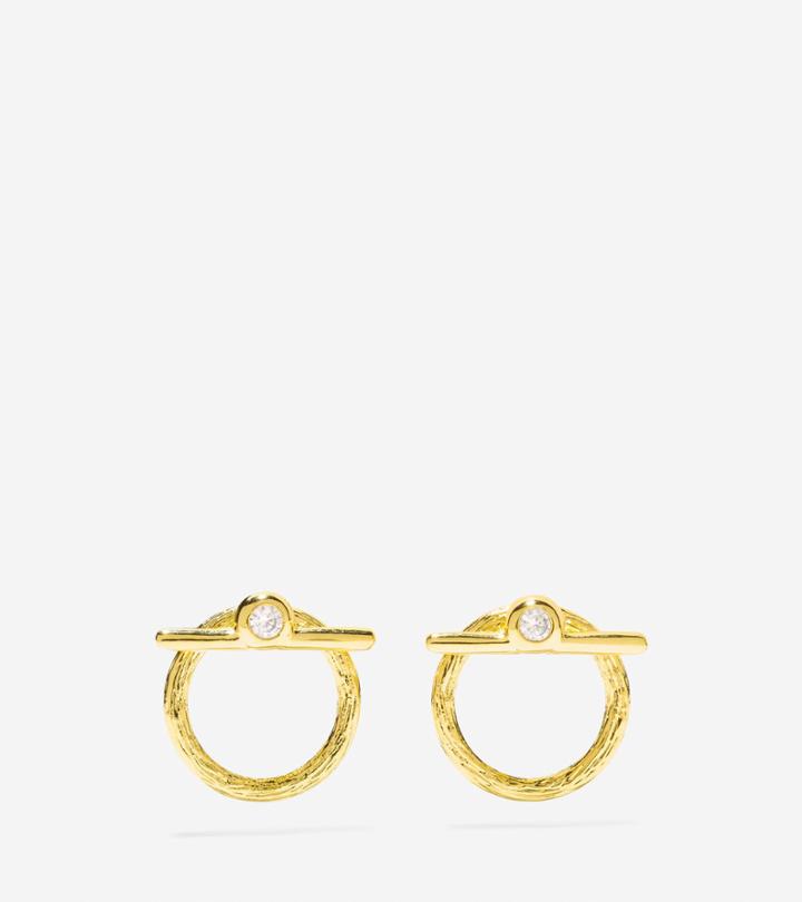 Cole Haan Womens Have A Ball Cz Front Back Open Earrings