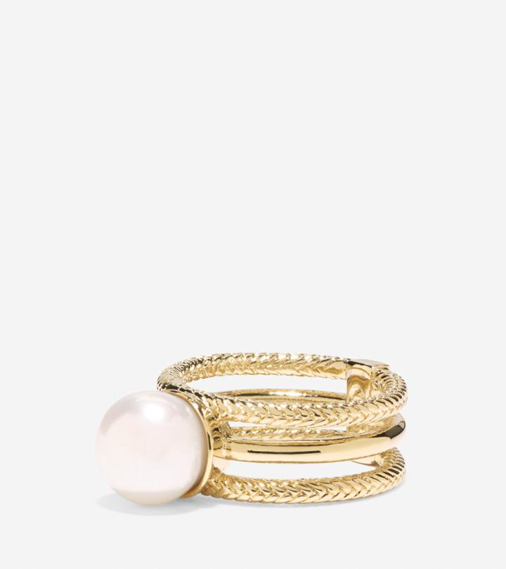 Womens Cole Haan Tali Pearl 3 Row Fresh Water Pearl Ring