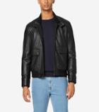 Cole Haan Men's Leather Jacket With Knit Hem
