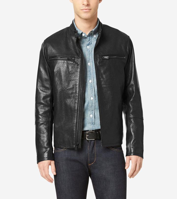 Cole Haan Men's Classic Leather Moto Jacket