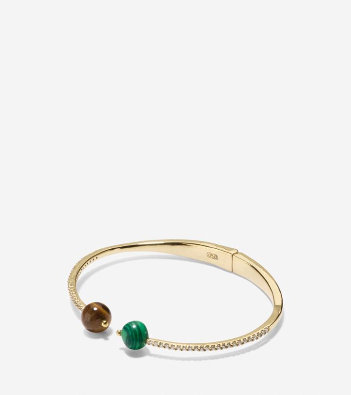 Cole Haan Womens Spring Street Fashion Semi-precious Stone Hinge Chain Bangle Bracelet