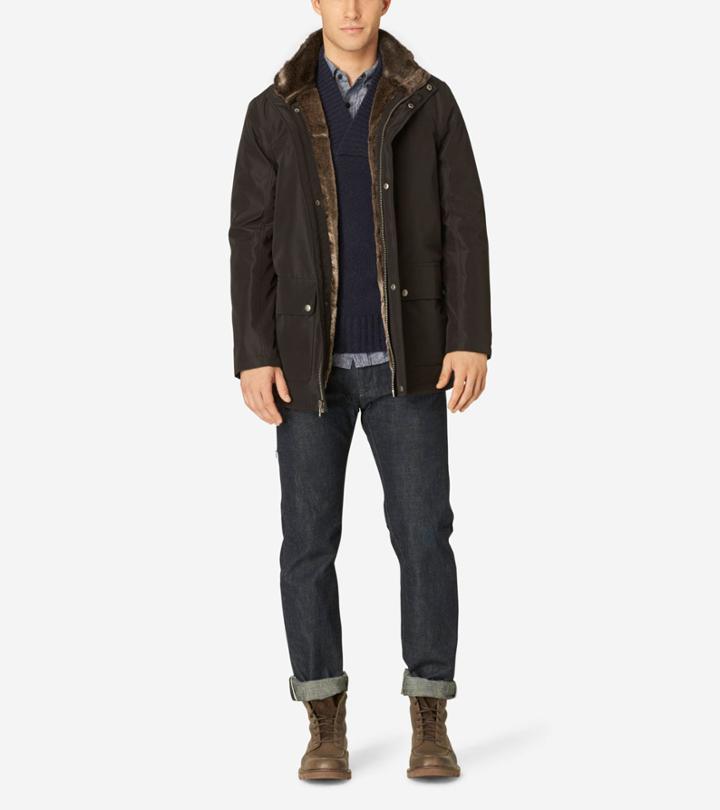 Cole Haan Mens Stand Collar Nylon Jacket