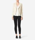 Womens Cole Haan Collarless Assymetrical Leather Jacket