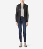 Cole Haan Womens Italian Leather Wing Collar Jacket