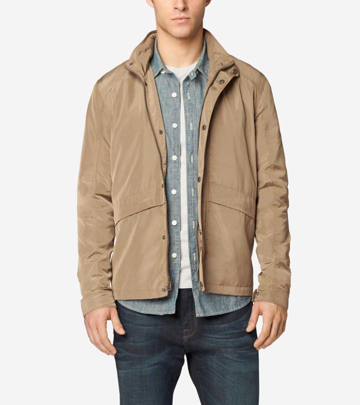 Cole Haan Mens Trucker Packable Rain Jacket