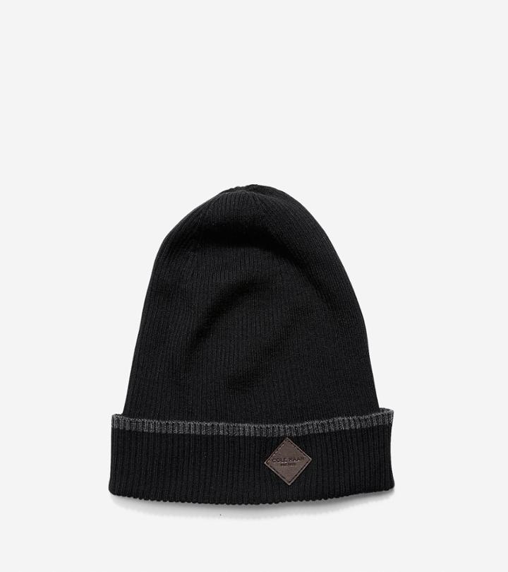 Cole Haan Men's Cashmere Blend Tipped Rib Cuff Hat