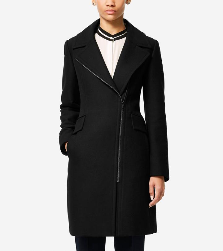 Cole Haan Women's Italian Double-faced Wool Asymmetric Jacket