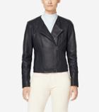 Cole Haan Women's Braided Leather Lambskin Jacket