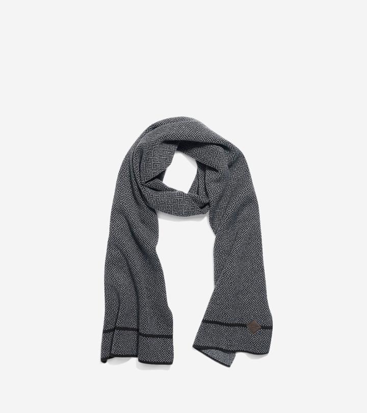 Mens Cole Haan Fine Pattern Jacquard Knit Muffler