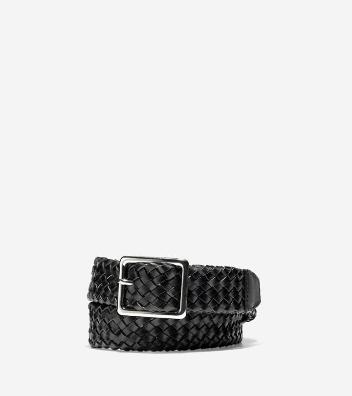Cole Haan Mens 32mm Tubular Woven Leather Belt