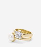 Cole Haan Womens Fresh Water Pearl Cz Stack Ring Set