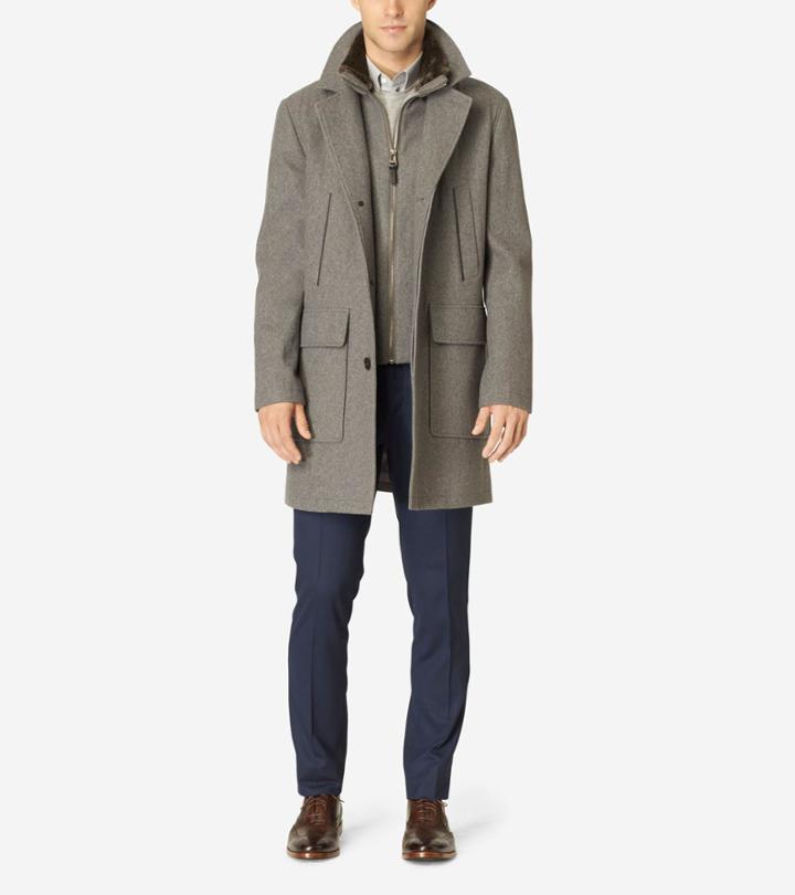 Cole Haan Mens Melton Wool Topper