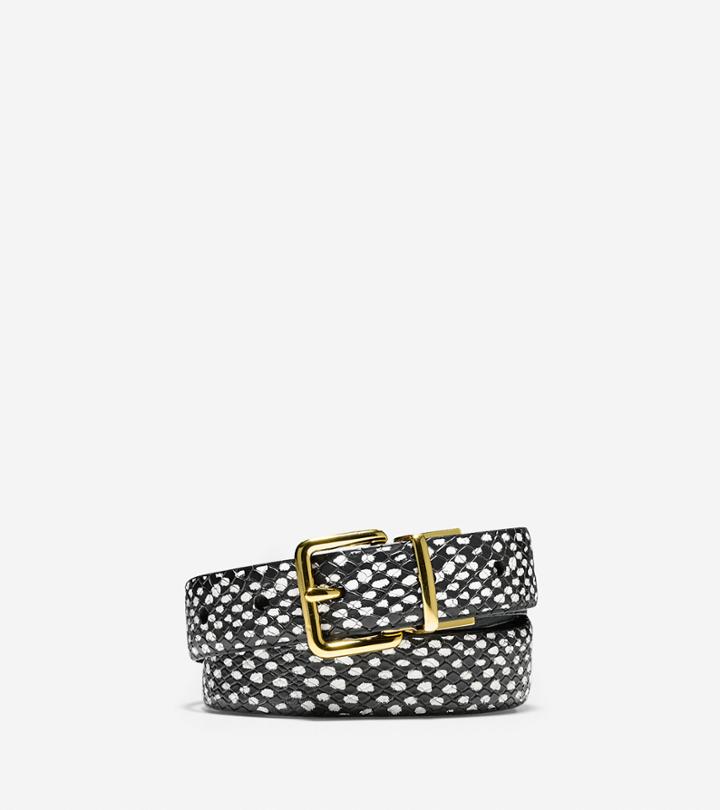 Womens Snake Print Leather Belt - Cole Haan